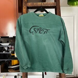 Vintage Esprit Women's Green Sweatshirt with Black Logo